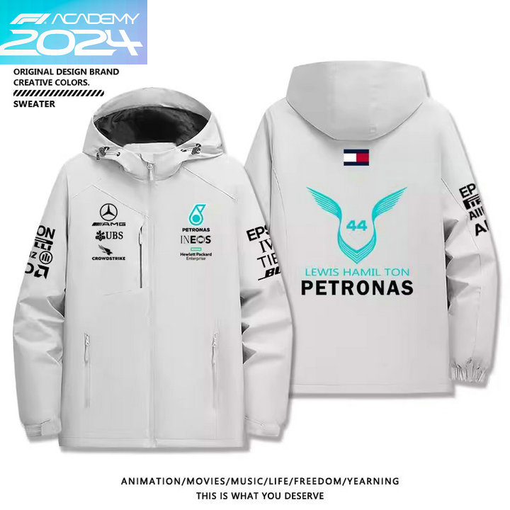 2024 Veste Hiver Mercedes AMG Petronas F1 No.44 Lewis Hamilton Capuche Homme